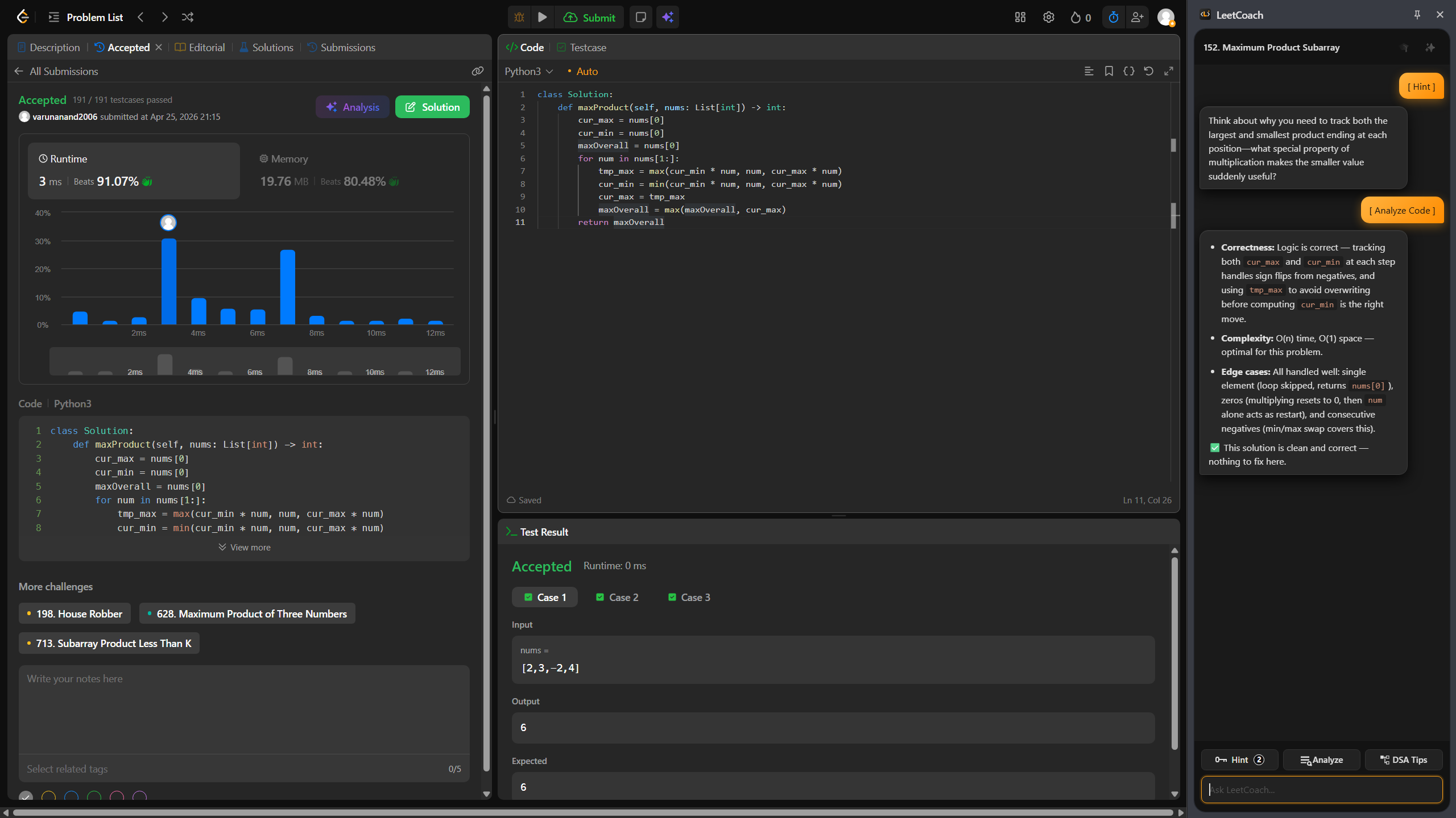 LeetCoach Sidebar Interface